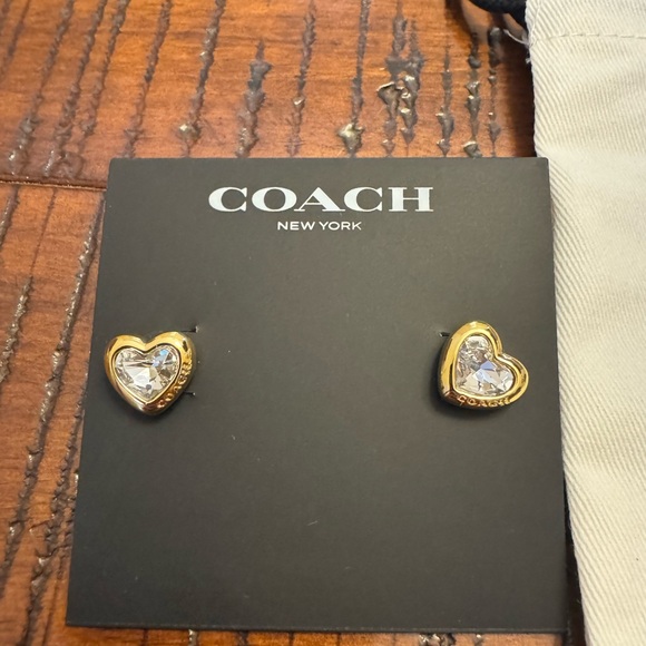 Coach Jewelry - Coach Gold Heart Stud Earrings